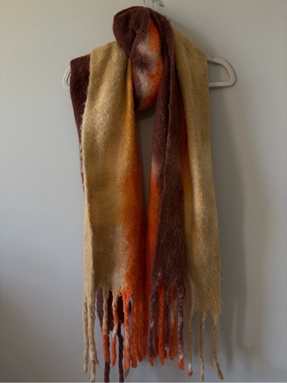 Brown, Orange & Cream Fringe Scarf